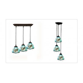 3 Light Mediterranean Style Stained Glass Pendant Light