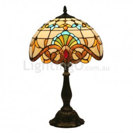 12 Inch European Stained Glass Baroque Style Table Lamp