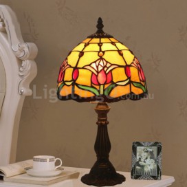 8 Inch European Stained Glass Tulip Style Table Lamp