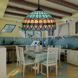 12 Inch Mediterranean Stained Glass Mediterranean Style Pendant Light