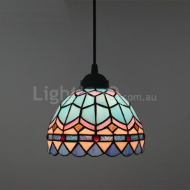 12 Inch Mediterranean Stained Glass Mediterranean Style Pendant Light