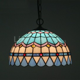 12 Inch Mediterranean Stained Glass Mediterranean Style Pendant Light