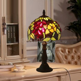 8 Inch European Stained Glass Grape Style Table Lamp