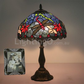 12 Inch European Stained Glass Dragonfly Style Table Lamp