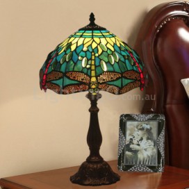 12 Inch European Stained Glass Dragonfly Style Table Lamp