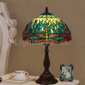 12 Inch European Stained Glass Dragonfly Style Table Lamp