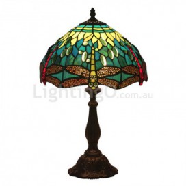 12 Inch European Stained Glass Dragonfly Style Table Lamp