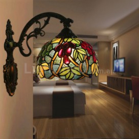 8 Inch European Stained Glass Grape Style Wall Light