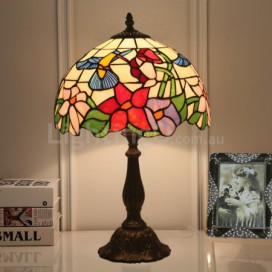 12 Inch European Stained Glass Hummingbird Style Table Lamp