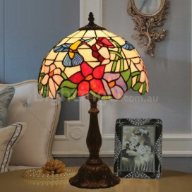 12 Inch European Stained Glass Hummingbird Style Table Lamp