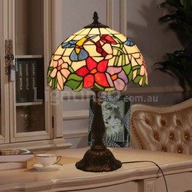 12 Inch European Stained Glass Hummingbird Style Table Lamp