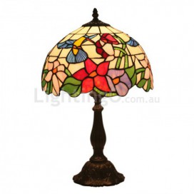 12 Inch European Stained Glass Hummingbird Style Table Lamp