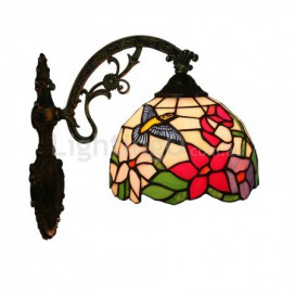 8 Inch European Stained Glass Hummingbird Style Wall Light