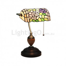 European Stained Glass Rose Style Table Lamp