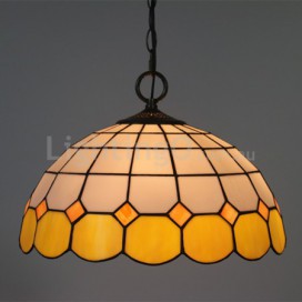 16 Inch American Simple Stained Glass Pendant Light