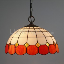 16 Inch American Simple Stained Glass Pendant Light