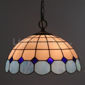 16 Inch American Simple Stained Glass Pendant Light