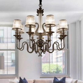 8 Light Modern / Contemporary Steel Chandelier with Acrylic Shade