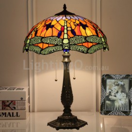 16 Inch European Stained Glass Dragonfly Style Table Lamp